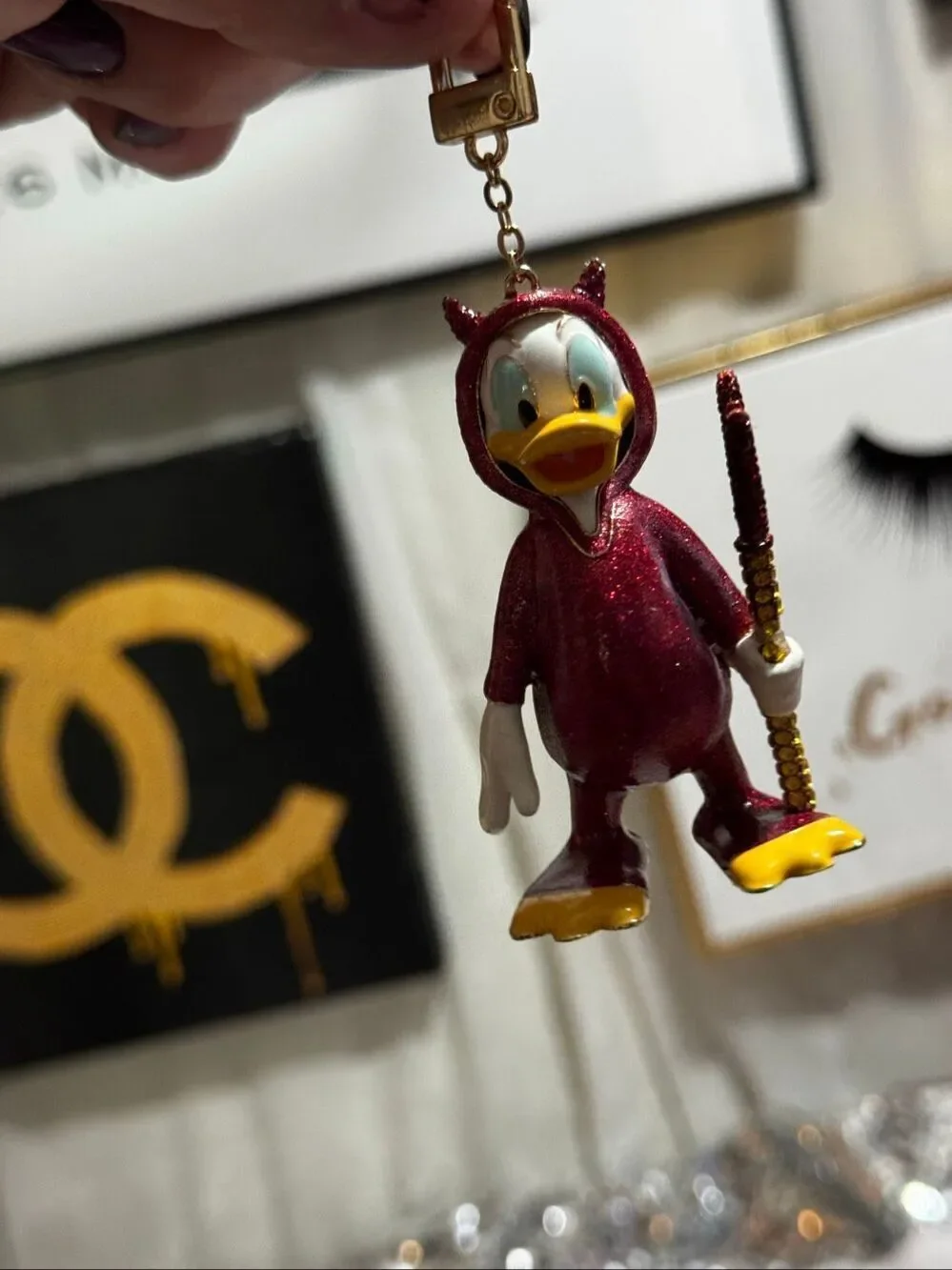 Baublebar disney bag charm/keychain Donald Duck devil costume halloween bling